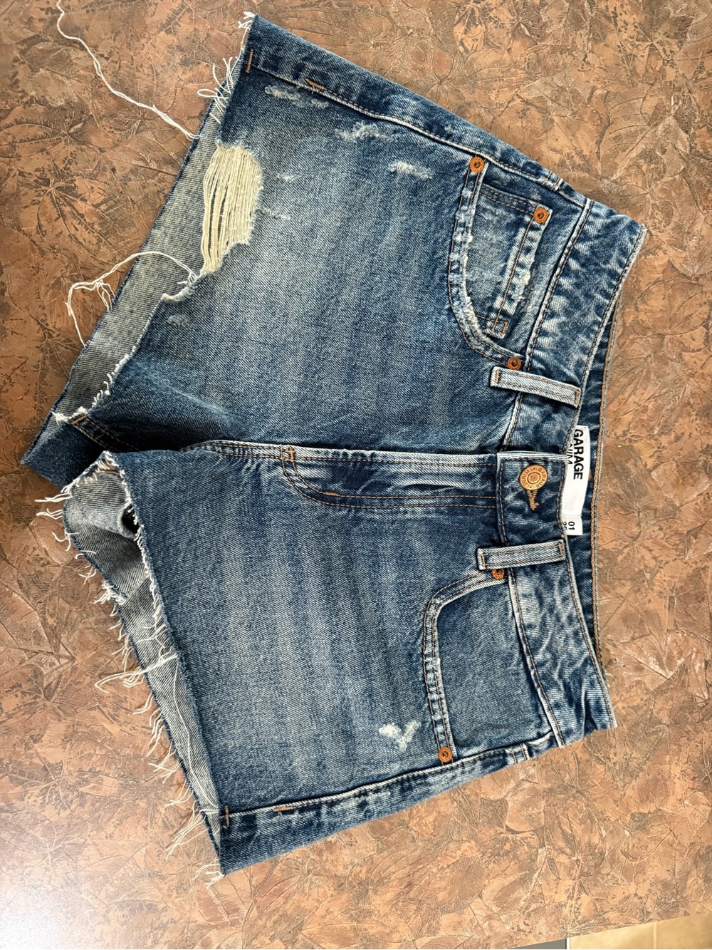 Garage Blue Distressed Festival Shorts